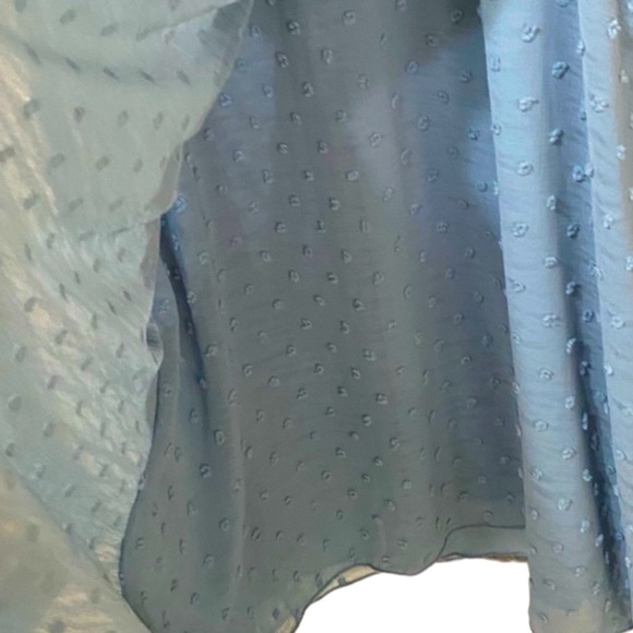 Teez Me dusty blue ruffled dot faux wrap dress Sz 7/8 - Picture 9 of 9